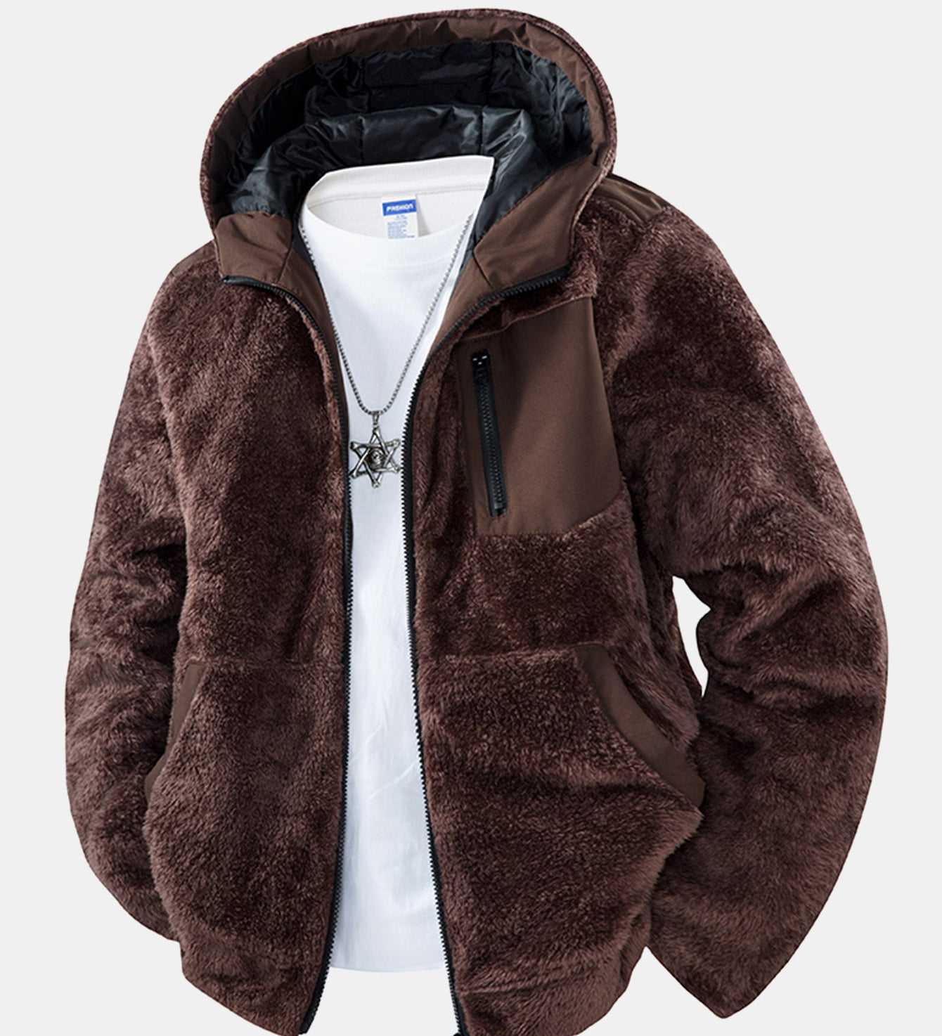 Kabát s kapucňou z teddy fleece