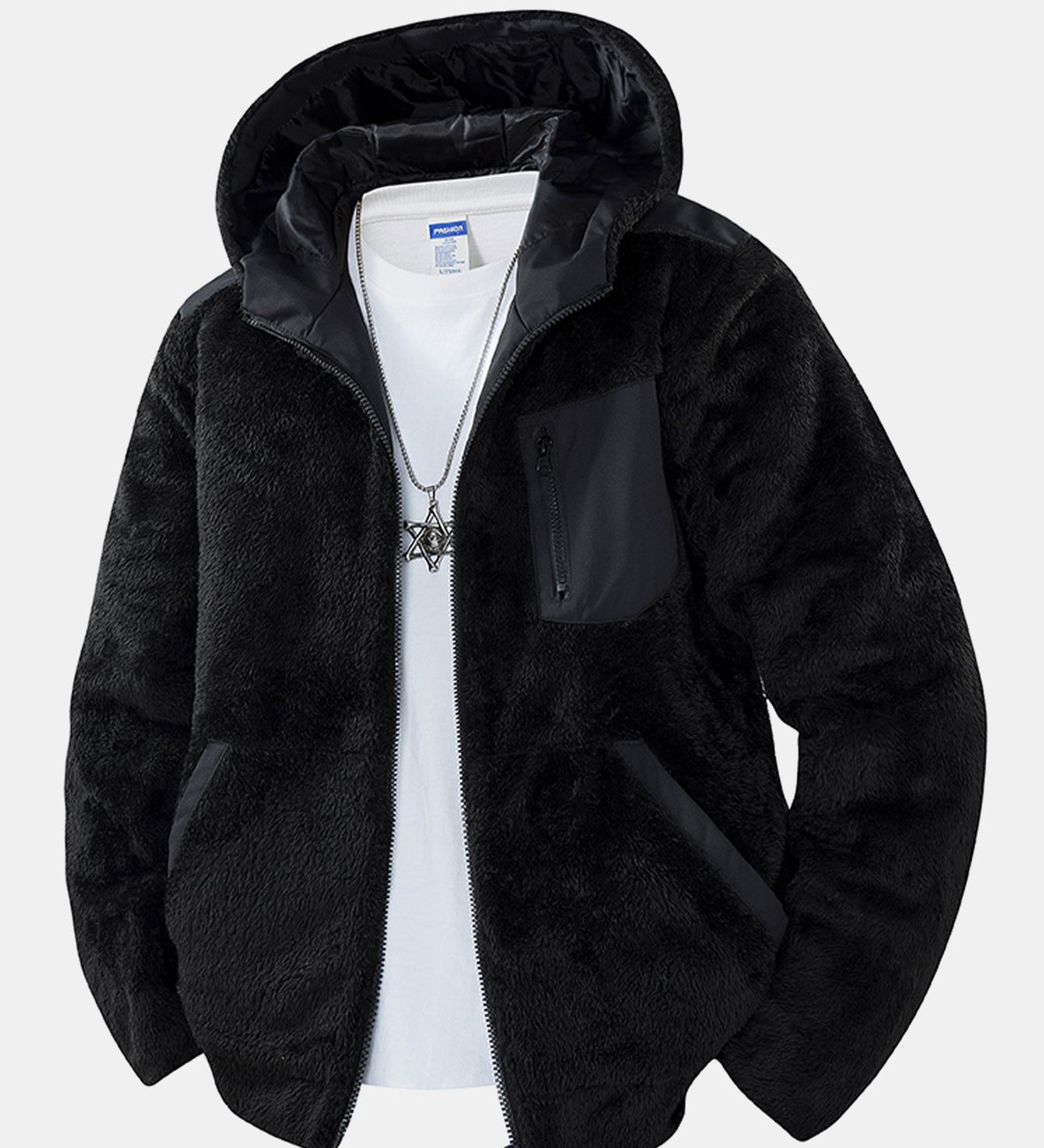 Kabát s kapucňou z teddy fleece