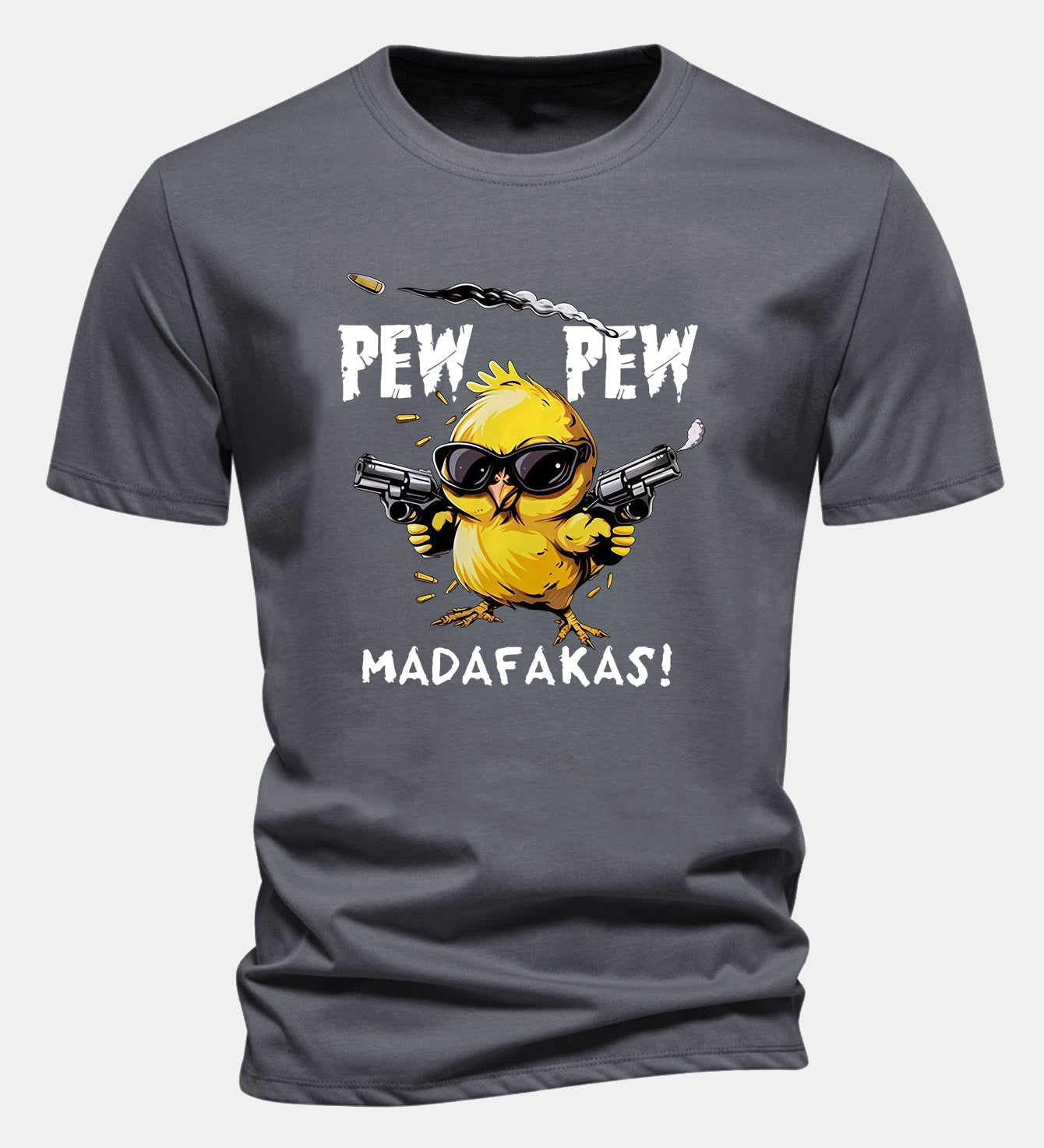 Bavlnené tričko s potlačou kurča PEW PEW MADAFAKAS, regular strih