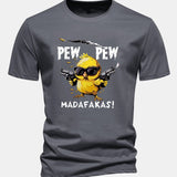 Bavlnené tričko s potlačou kurča PEW PEW MADAFAKAS, regular strih
