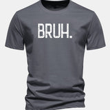 Bavlnené tričko s klasickým strihom a potlačou „Bruh“