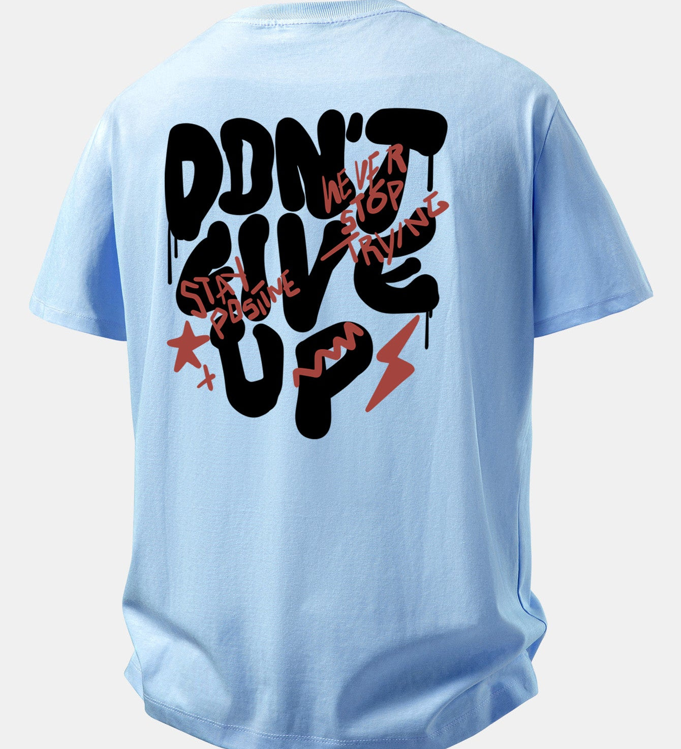 Pohodlné bavlnené tričko s potlačou „Never Give Up“