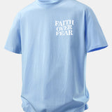 Tričko z bavlny s potlačou Faith Over Fear a voľným strihom