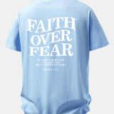 Tričko z bavlny s potlačou Faith Over Fear a voľným strihom