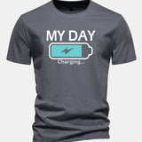 Bavlnené tričko s pravidelným strihom, potlačou „My Day“ a nabíjacou batériou