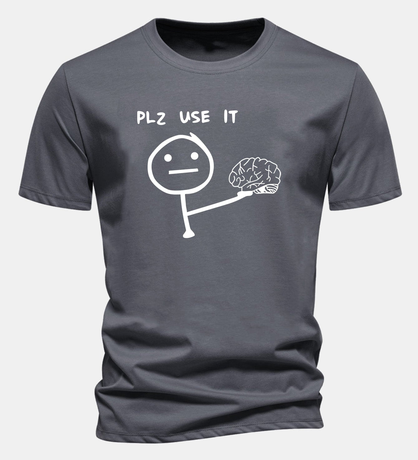 Bavlnené tričko s klasickým strihom a potlačou „Please Use It Brain“