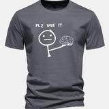 Bavlnené tričko s klasickým strihom a potlačou „Please Use It Brain“