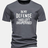 Tričko z bavlny s pravidelným strihom s potlačou „In My Defense I Was Left Unsupervised“