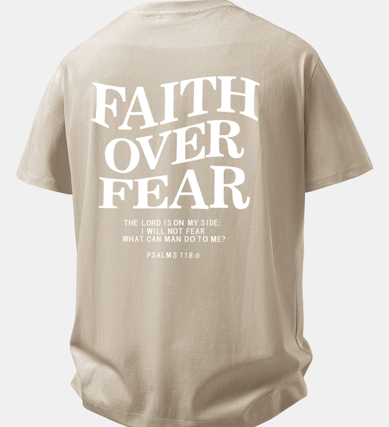 Tričko z bavlny s potlačou Faith Over Fear a voľným strihom