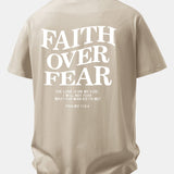 Tričko z bavlny s potlačou Faith Over Fear a voľným strihom