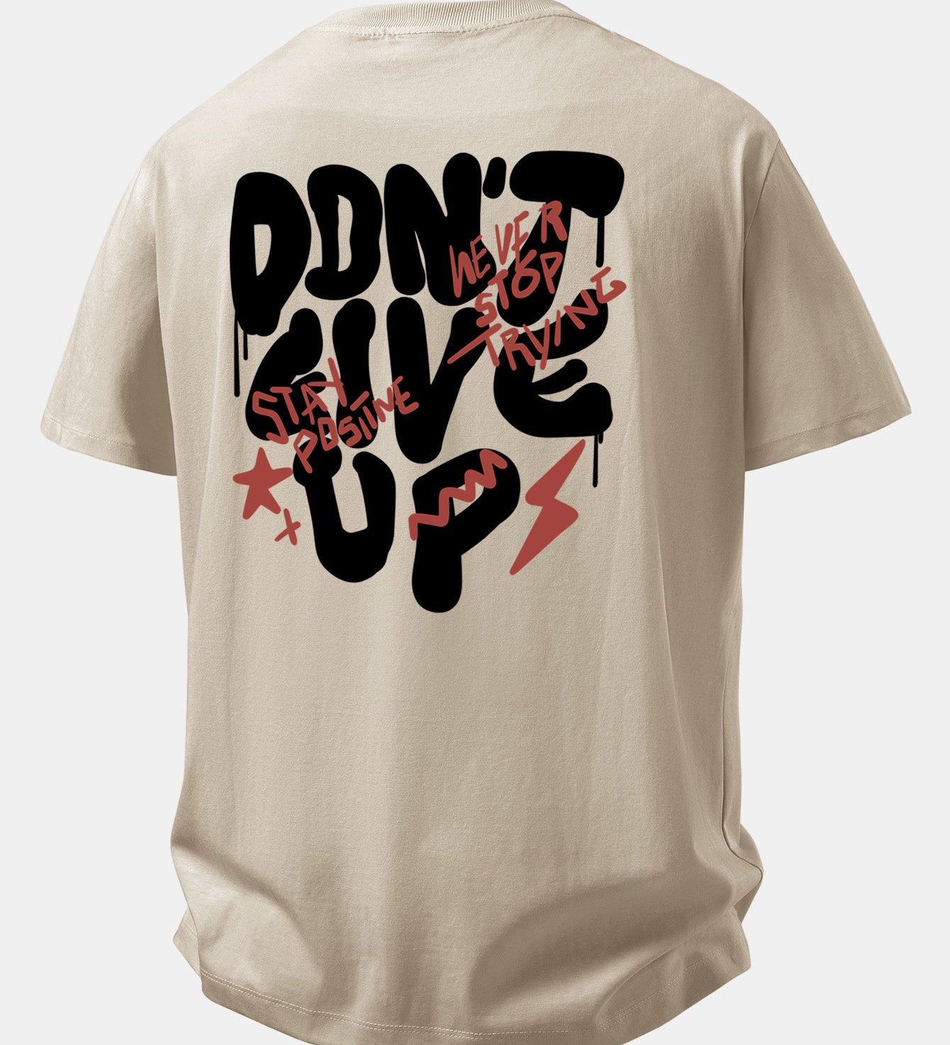 Pohodlné bavlnené tričko s potlačou „Never Give Up“