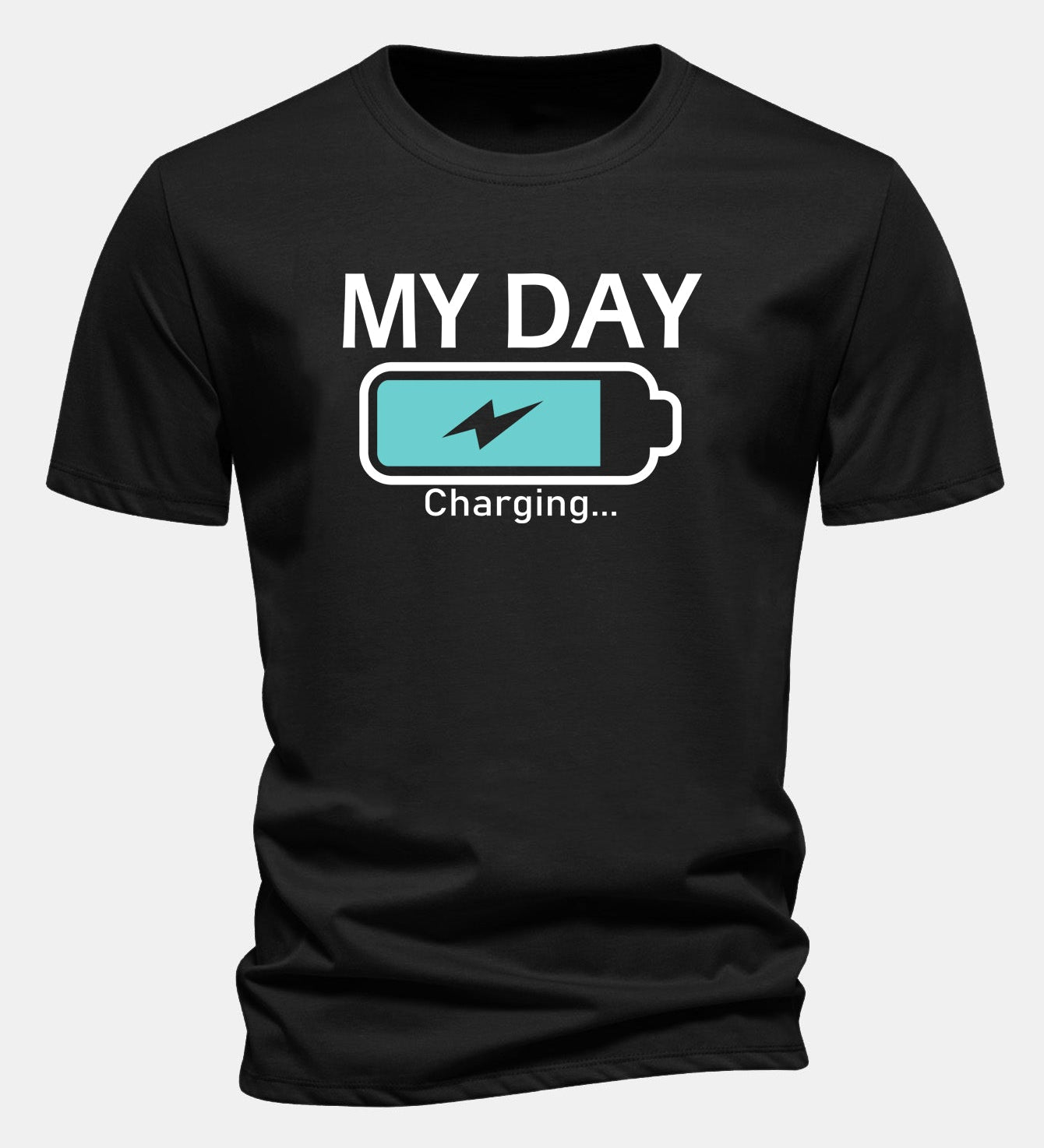 Bavlnené tričko s pravidelným strihom, potlačou „My Day“ a nabíjacou batériou