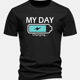 Bavlnené tričko s pravidelným strihom, potlačou „My Day“ a nabíjacou batériou