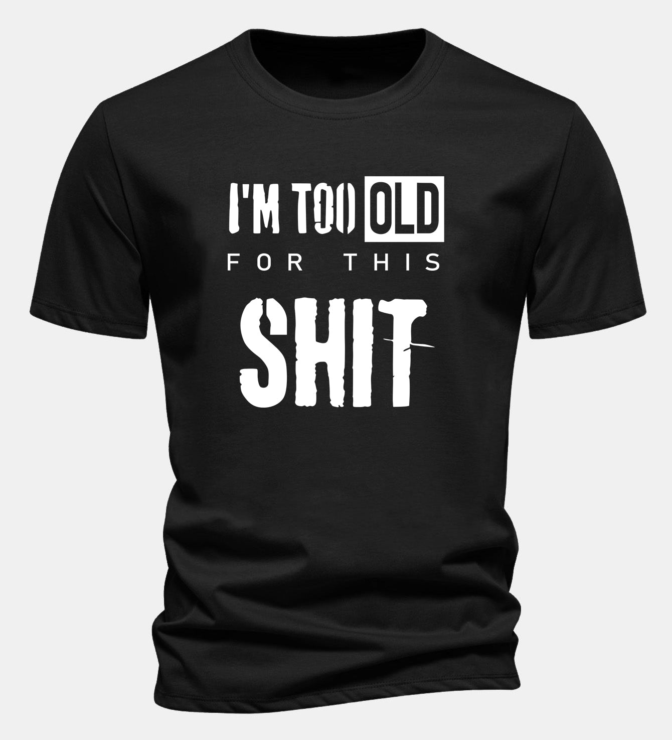Tričko z bavlny s klasickým strihom a potlačou „I'm Too Old For This Shit“