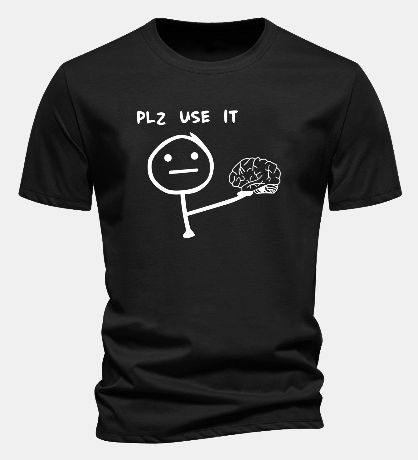 Bavlnené tričko s klasickým strihom a potlačou „Please Use It Brain“
