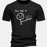 Bavlnené tričko s klasickým strihom a potlačou „Please Use It Brain“