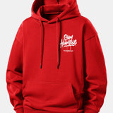 Mikina s kapucňou vo voľnom strihu s potlačou „Stay Humble“
