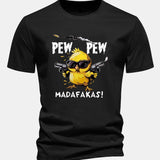 Bavlnené tričko s potlačou kurča PEW PEW MADAFAKAS, regular strih