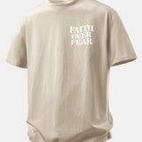 Tričko z bavlny s potlačou Faith Over Fear a voľným strihom