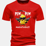 Bavlnené tričko s potlačou kurča PEW PEW MADAFAKAS, regular strih