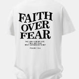 Tričko z bavlny s potlačou Faith Over Fear a voľným strihom