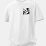 Tričko z bavlny s potlačou Faith Over Fear a voľným strihom