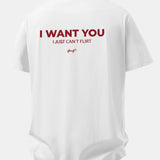 Tričko z bavlny s vtipnou potlačou na chrbte "Relax Fit I Want You But I Can't Flirt"