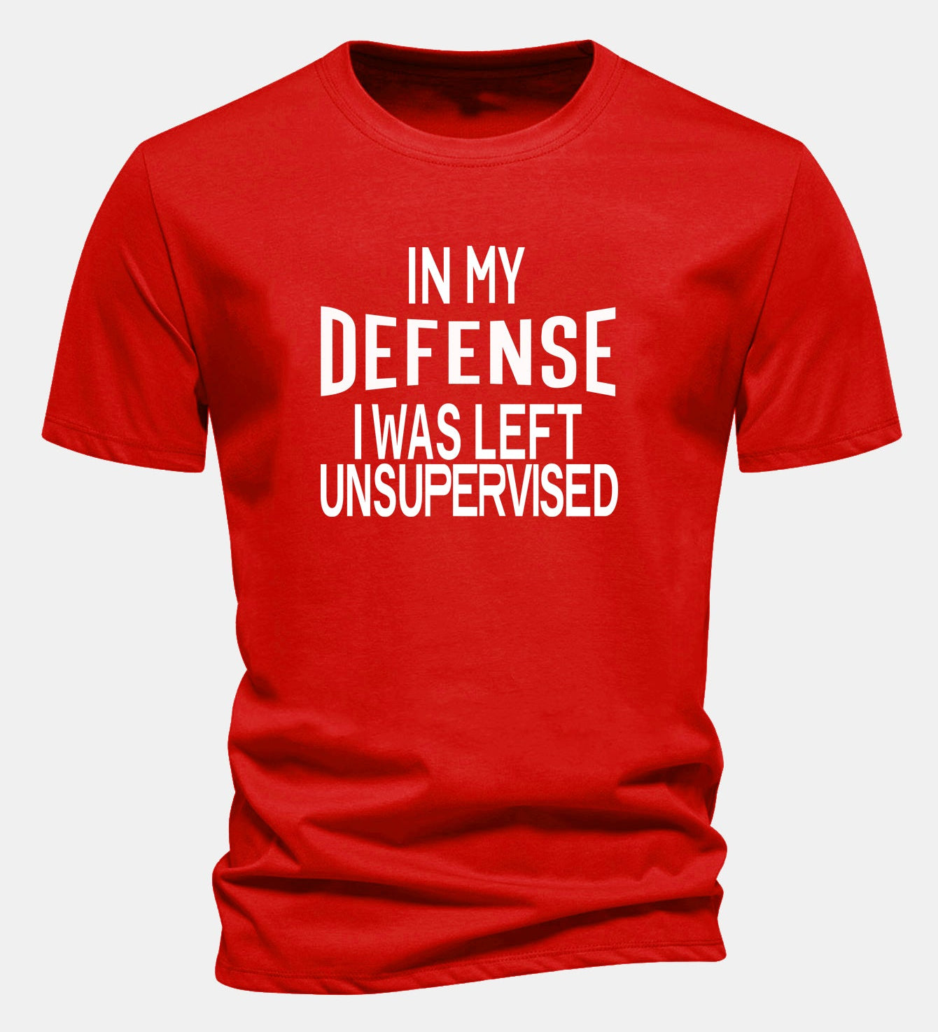 Tričko z bavlny s pravidelným strihom s potlačou „In My Defense I Was Left Unsupervised“