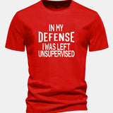 Tričko z bavlny s pravidelným strihom s potlačou „In My Defense I Was Left Unsupervised“