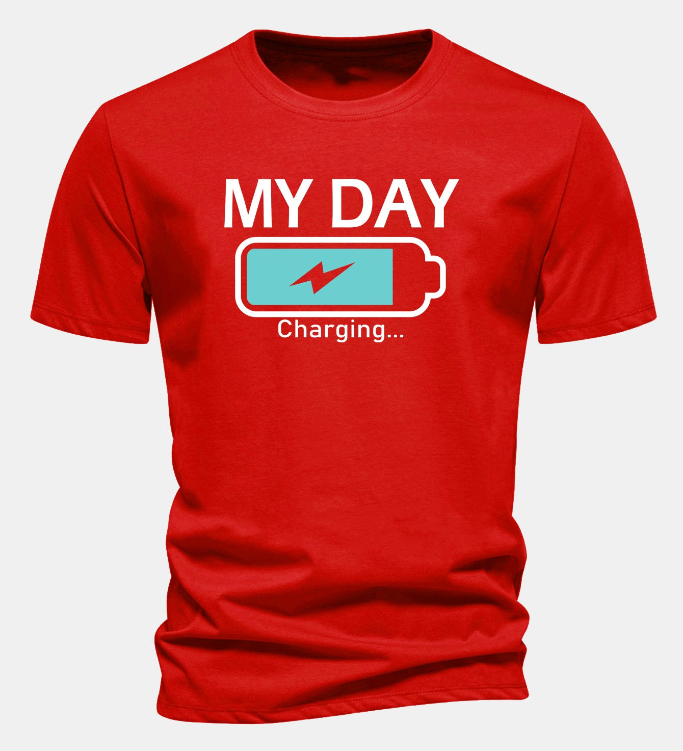 Bavlnené tričko s pravidelným strihom, potlačou „My Day“ a nabíjacou batériou
