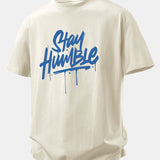 Bavlnené tričko s voľným strihom a potlačou Stay Humble