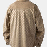 Košeľa z umelého semišu s károvaným vzorom a gombíkmi