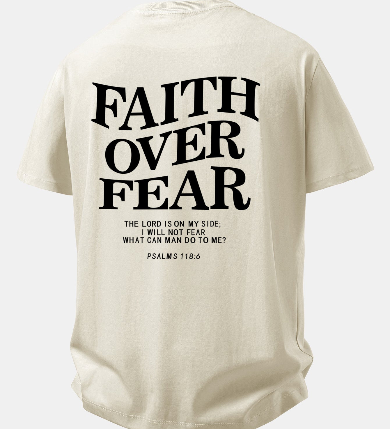 Tričko z bavlny s potlačou Faith Over Fear a voľným strihom