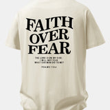 Tričko z bavlny s potlačou Faith Over Fear a voľným strihom