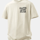 Tričko z bavlny s potlačou Faith Over Fear a voľným strihom
