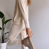 Ania - Dvojdielny casual set s prekrúteným jacquardom