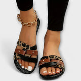 Mona – Sandále slide s leopardím vzorom