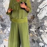Larisa – Chic Letný Set s Voľnými Nohavicami