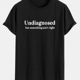 T-shirt z bavlny s potlačou a oblúkovým lemom "Nediagnostikovaná"