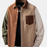 Košeľa z kordu s gombíkmi a blokmi farieb
