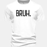 Bavlnené tričko s klasickým strihom a potlačou „Bruh“