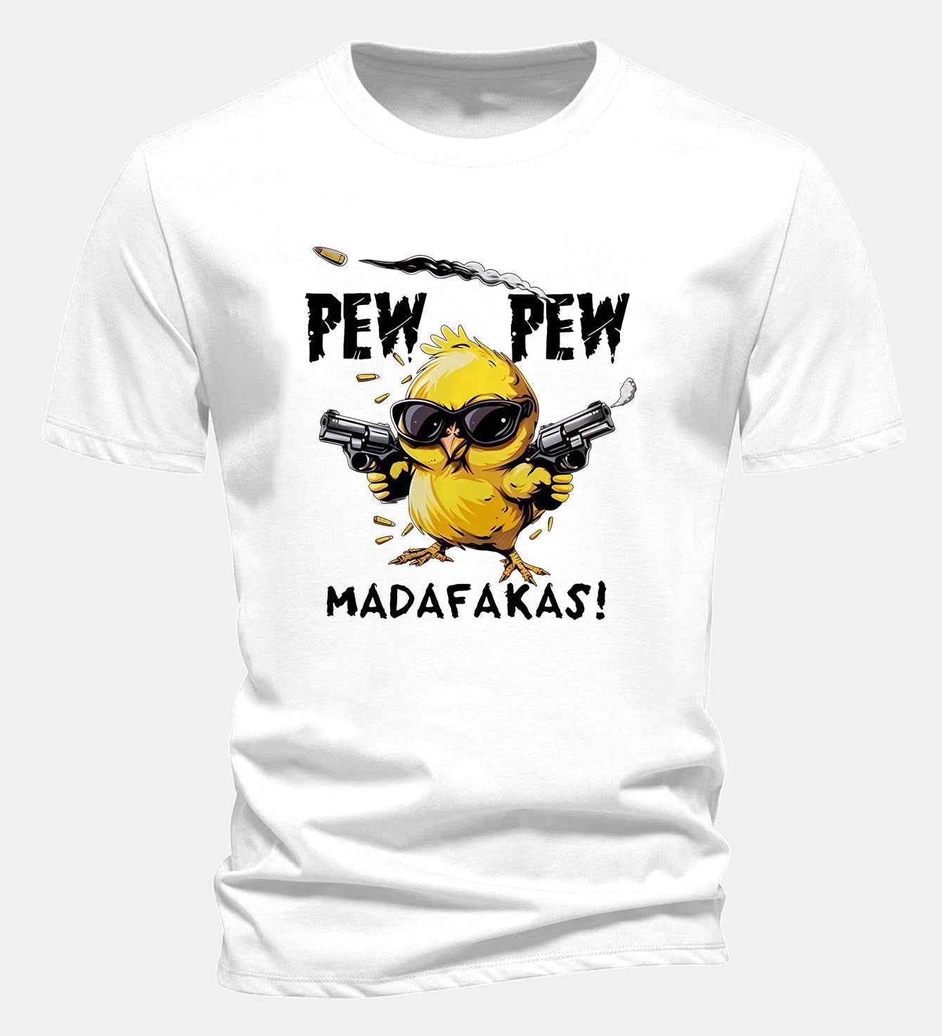 Bavlnené tričko s potlačou kurča PEW PEW MADAFAKAS, regular strih