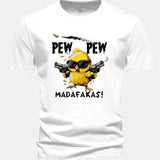 Bavlnené tričko s potlačou kurča PEW PEW MADAFAKAS, regular strih