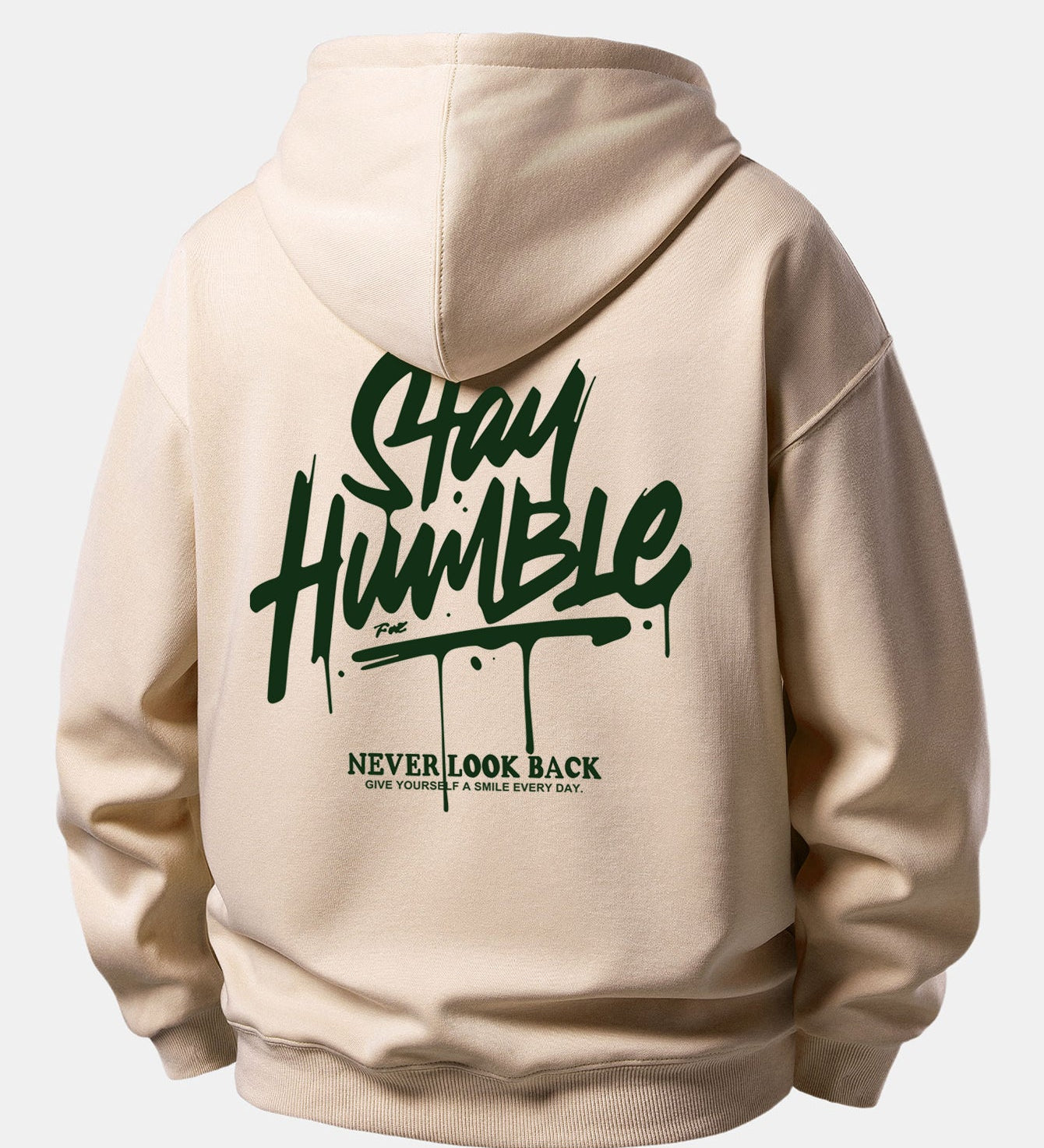 Mikina s kapucňou vo voľnom strihu s potlačou „Stay Humble“