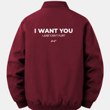 Bunda bomber so zipsom a uvoľneným strihom s potlačou „I Want You Back“