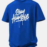 Bavlnené tričko s voľným strihom a potlačou Stay Humble