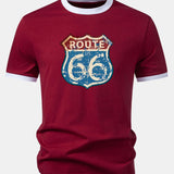 Vintage tričko s potlačou Route 66 z USA a kontrastným golierom