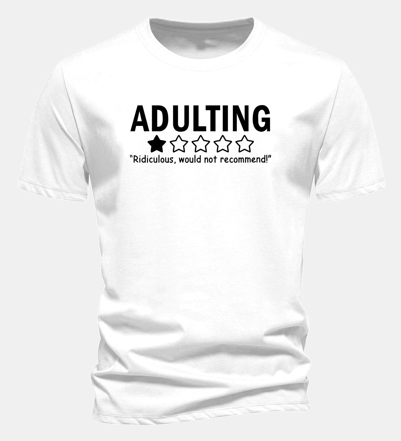 Bavlnené tričko s potlačou "Adulting", klasický strih