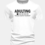 Bavlnené tričko s potlačou "Adulting", klasický strih