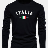 Bavlnené tričko s dlhým rukávom s potlačou Talianska